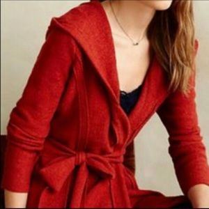 CAbi Style 167 Red Wool Tie Waist Jacket Size XS